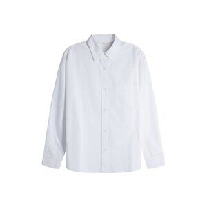 Oak + Fort USA Cotton Poplin Collared Shirt, Women White, Long-Sleeve, Small/Med